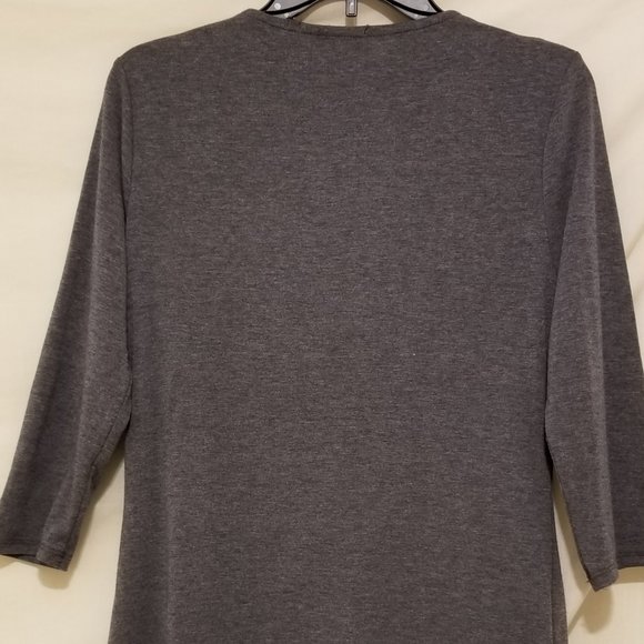 Vintage Starzzi Grey Flowered Neck Top size Medium - Picture 5 of 7
